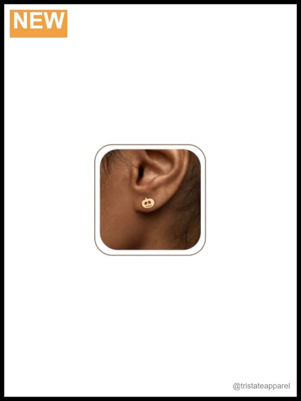 14K Gold Plated Brass Pumpkin Stud Earrings Tiny Cute Hypoallergenic